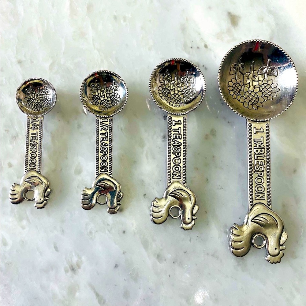 4 pcs set Vintage silver plated measuring spoons